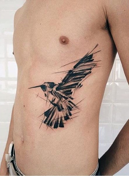 Mens Torso Unique Raven Tattoo
