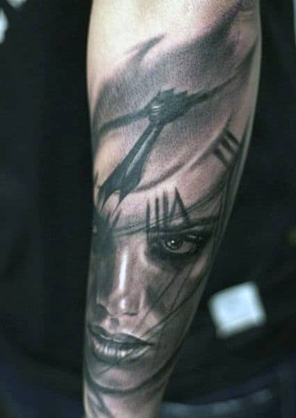 Portrait Face Men's Traditional Clock Tattoo