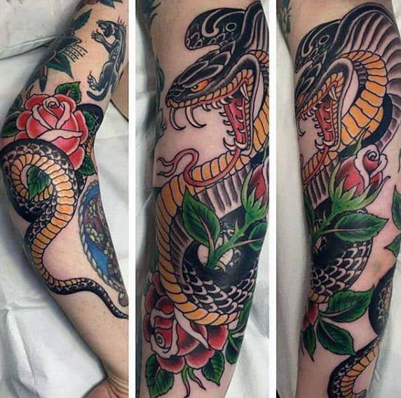 Mens Traditional Cobra Arm Tatoos For Men