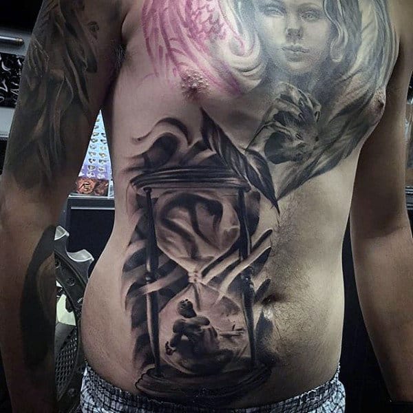 Mens Traditional Hourglass Tattoo