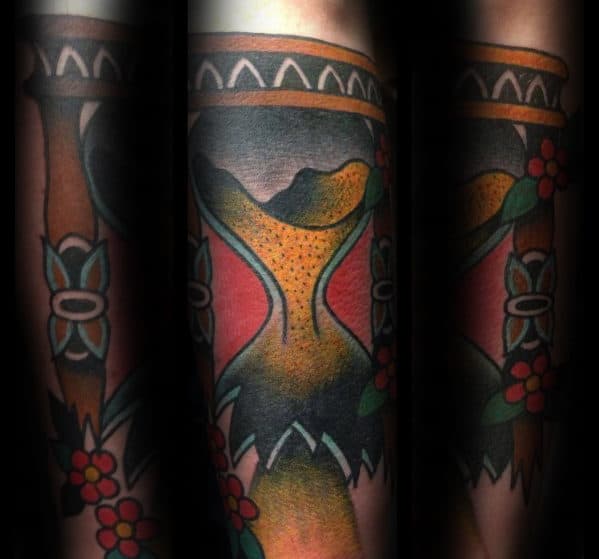 Mens Traditional Old School Broken Hourglass Forearm Tattoo Designs