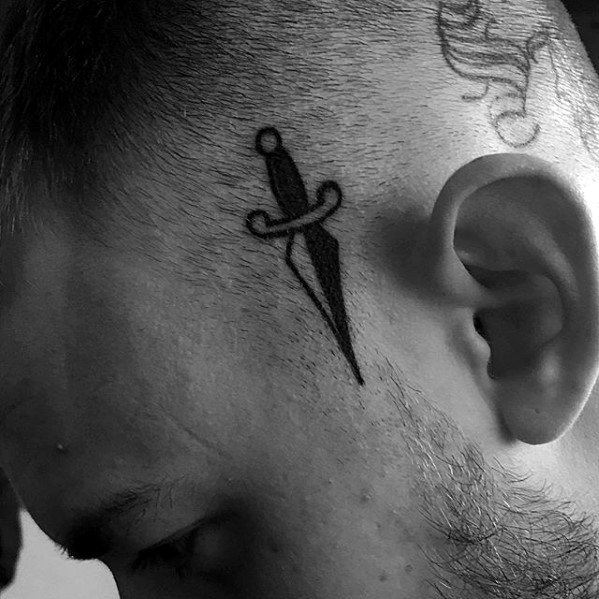 mens-traditional-simple-dagger-head-tattoo-designs