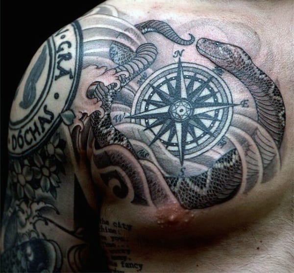 Men's Traditional Snake Tattoo