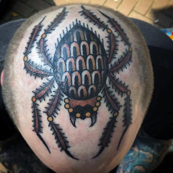 Mens Traditional Spider Head Tattoos