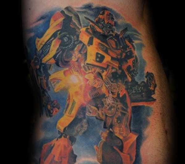 Mens Transformers Rib Cage Side Tattoo Ideas