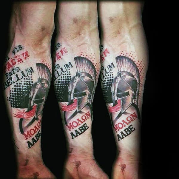 Mens Trash Polka Molon Labe Inenr Forearm Tattoo