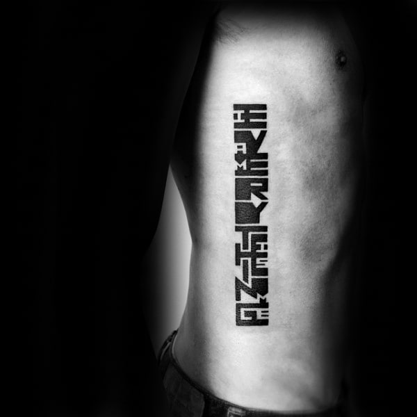 Mens Tribal Lettering Unique Ribs Tattoos