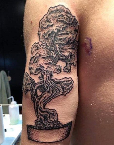 Mens Tricep Bonsai Tree Tattoo Design Ideas