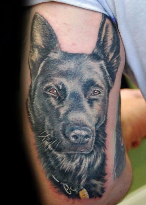 Mens Tricep German Shepherd Dog Tattoo Designs