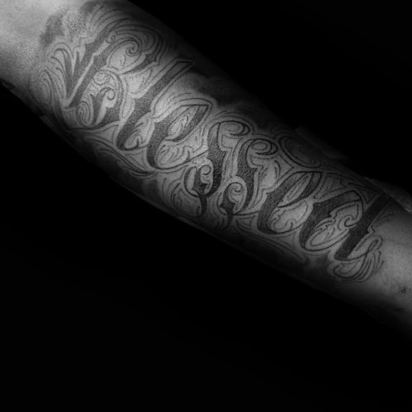 Mens Truly Blessed Tattoo On Arm