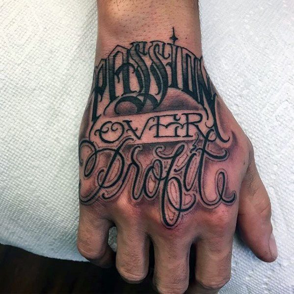 Mens Typography Tattoo Design Inspiration Hand