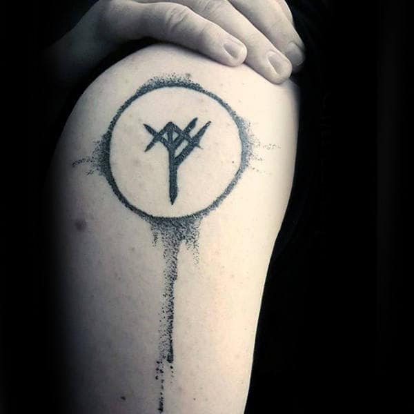 Mens Upper Arm Circle Rune Dotwork Tattoos