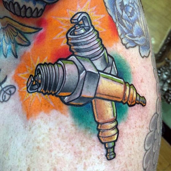 Mens Upper Arms Hot Rod Tattoo