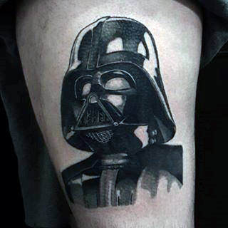 Mens Upper Arms Tiny Darth Vader Tattoo