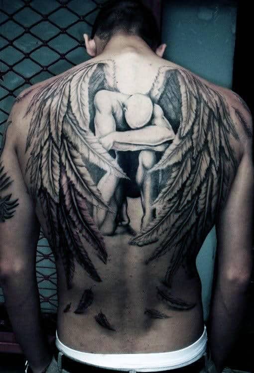 Men's Wings Upper Back Tattoos