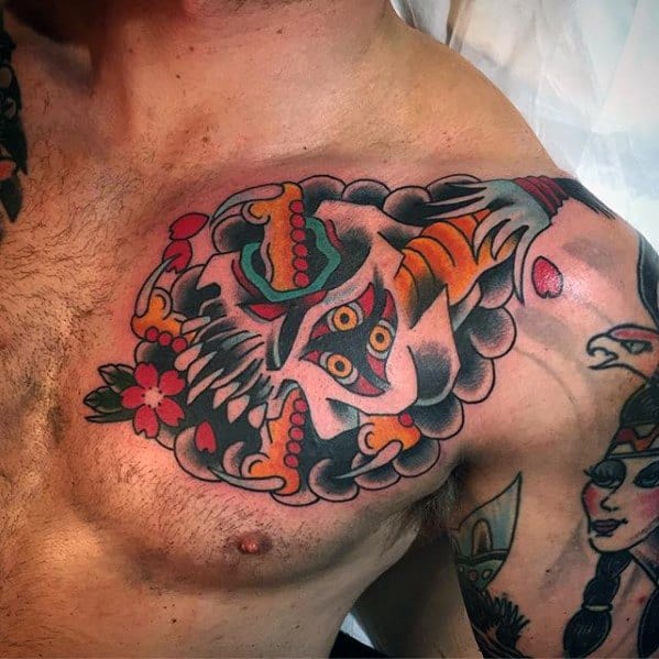 Mens Upper Chest Tattoo Talon Design