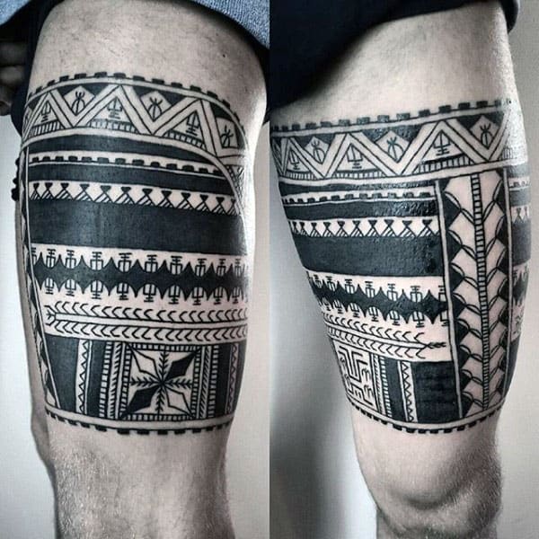 Mens Upper Leg Tribal Tattoo Ideas