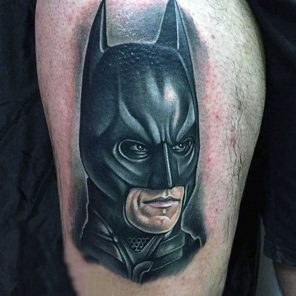 Mens Upper Thigh Batman Tattoos