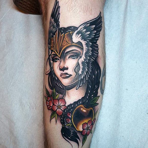 Mens Valkyrie Norse Tattoo Design Ideas On Leg