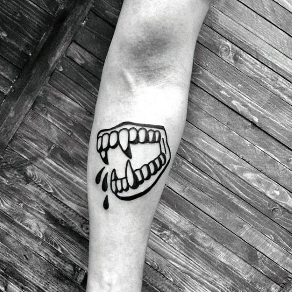 Mens Vampire Fangs Cool Simple Inner Forearm Tattoo