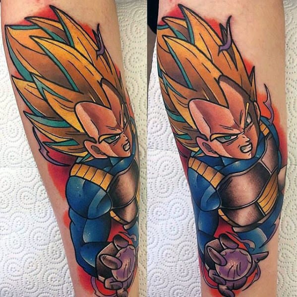 Mens Vegeta Outer Forearm Tattoos