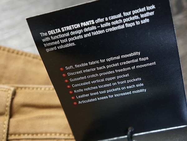 Mens Vertx Delta Strech Pants Features