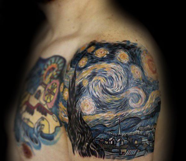 Mens Vincent Van Gogh Shoulder And Arm Tattoo Ideas
