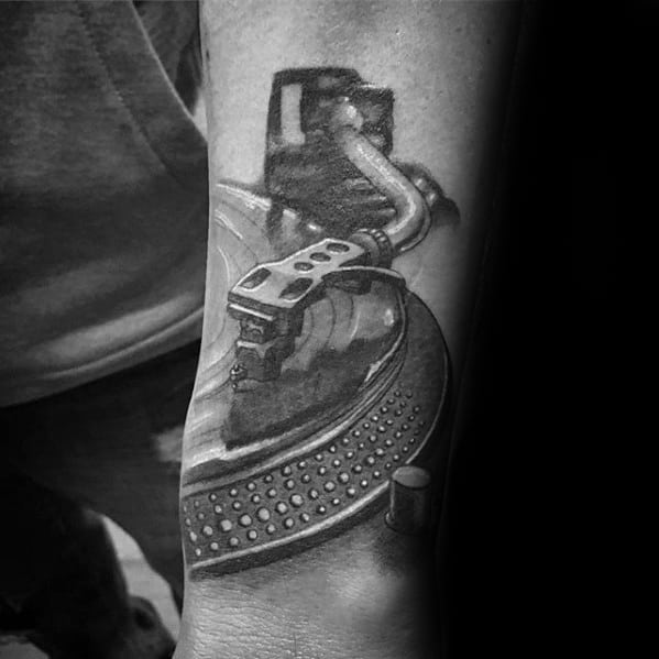 Mens Vinyl Record 3d Forearm Tattoo Ideas