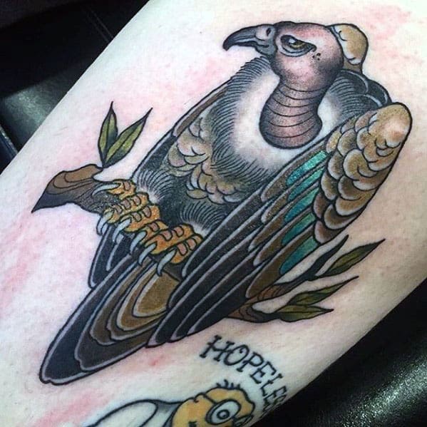 Mens Vulture Neo Traditional Arm Tattoo Design