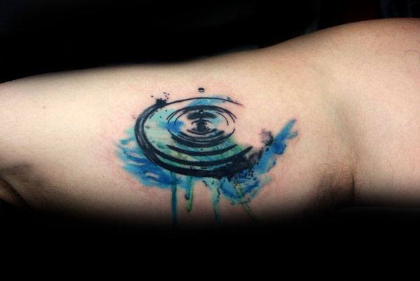 Mens Watercolor Inner Arm Bicep Water Drop Tattoo Design Ideas