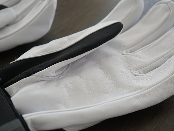 Mens White And Black Leather Ski Gloves Hestra Army Leather Heli Ski Gtx Gore Grip