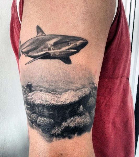 Small Men's White Shark Tattoo