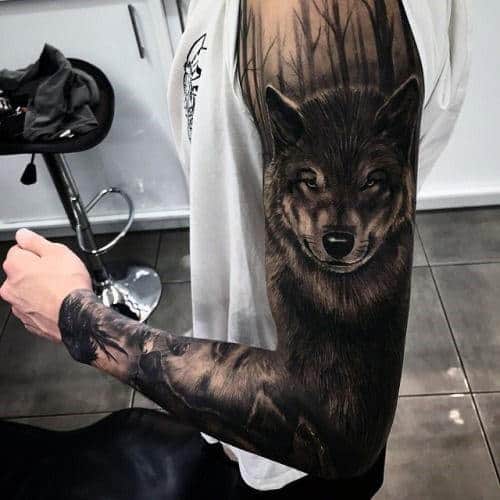 Men's White Wolf Tattoo