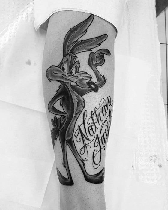 Mens Wile E Coyote Leg Looney Tunes Tattoo Design Ideas