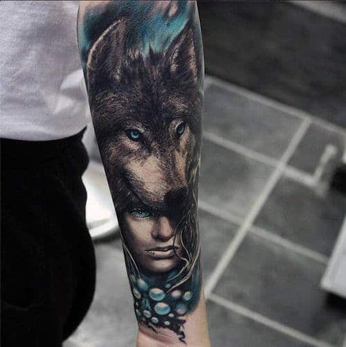 Men's Wolf Eyes Tattoo