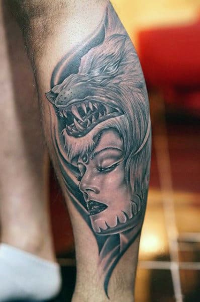 Men's Wolf Sleeve Tattoo