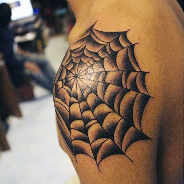 Mens Wonderful Spider Web Tattoo On Arms