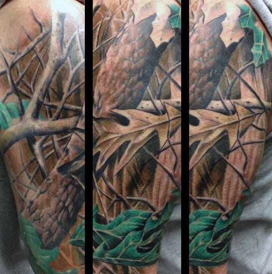 Mens Woods Camouflage Tattoo Designs On Arm
