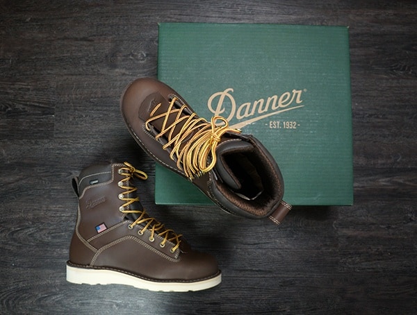 Mens Work Boots Danner Quarry Brown Alloy Toe Wedge