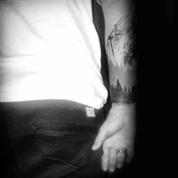 Mens Wrist Skiing Themed Tattoo