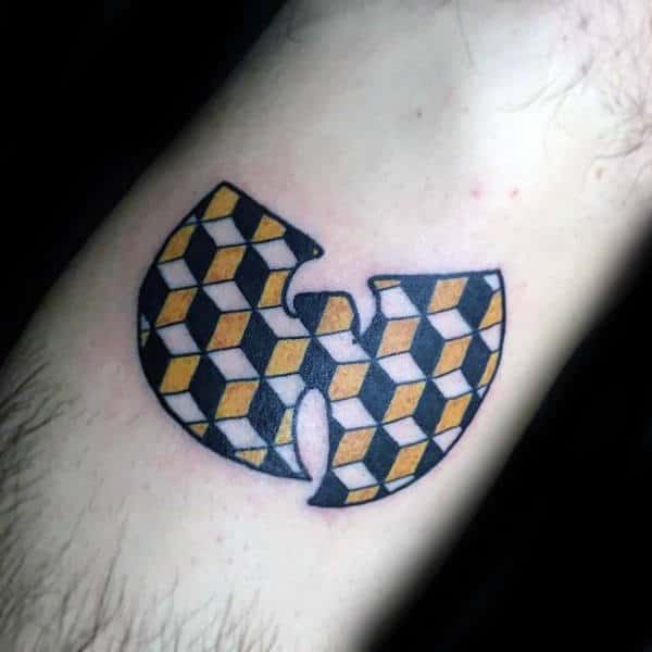 Mens Wu Tang Symbol Small Geometric Tattoo On Forearm