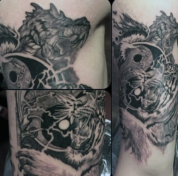 Mens Yin And Yang Tattoo With Tiger