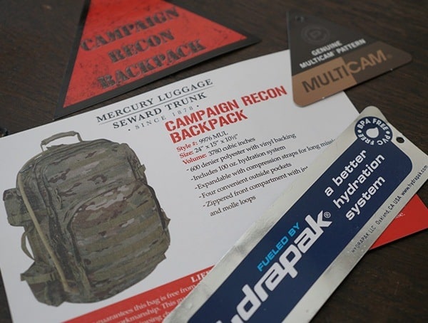 Mercury Tactical Recon Backpack Tags