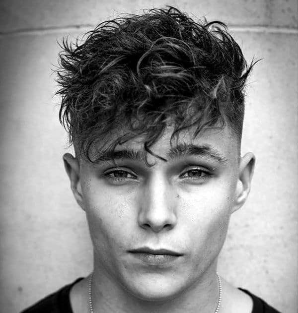 Messy Medium Mens Curly Fade Haircut Inspiration