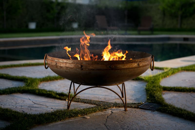 metal fire pit backyard