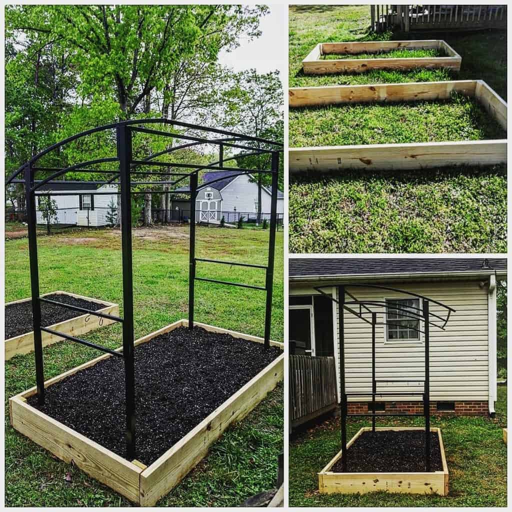 metal garden trellis wood planter boxes