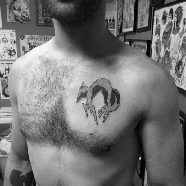 Metal Gear Mens Tattoo Designs Fox On Upper Chest