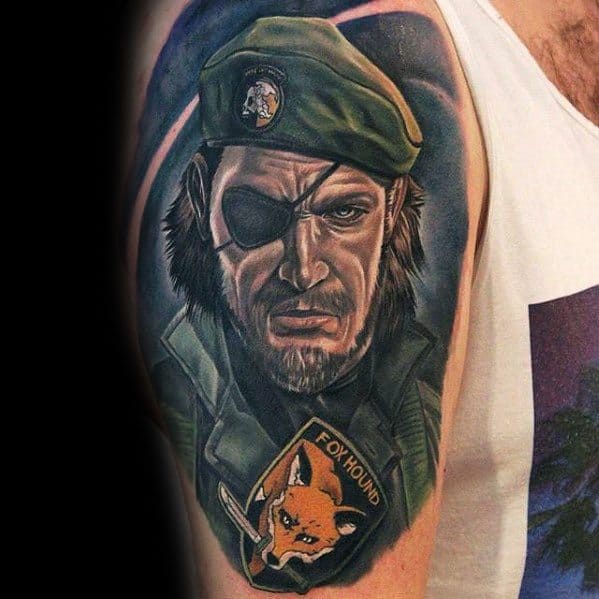 Metal Gear Mens Tattoo Ideas Arm Fox Hound From Video Game