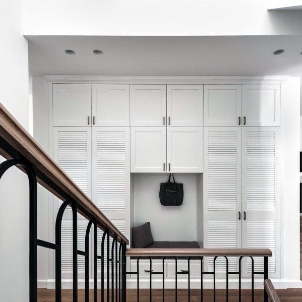 metal with wood handrail home interior staircase railing