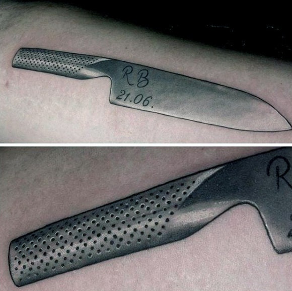 Metallic Guys Chef Knife Tattoo
